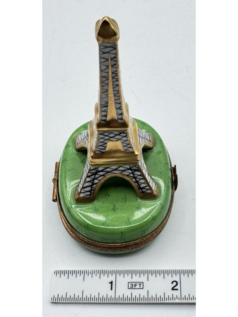 Limoges Eiffel Tower Porcelain Trinket Box Hand Painted Peint Main Signed - Picture 8 of 9